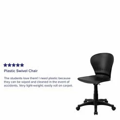 Outlet 🌟 Task Chairs Flash Furniture Plastic Mid-Back Swivel Task Chair, Black 😍 -Office Chairs Online store unnamed file 1976