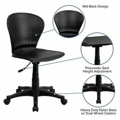 Outlet 🌟 Task Chairs Flash Furniture Plastic Mid-Back Swivel Task Chair, Black 😍 -Office Chairs Online store unnamed file 1977