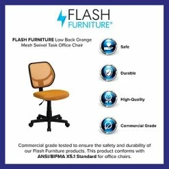 Hot Sale 🔔 Task Chairs Flash Furniture Fabric Mid-back Task Chair, Orange 🎁 -Office Chairs Online store unnamed file 1985