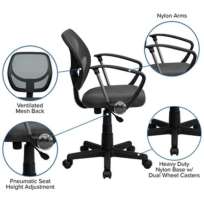 New ❤️ Task Chairs Flash Furniture Fabric Mid-Back Task Chair With Capped Arm, Gray ⌛ 7 New ❤️ Task Chairs Flash Furniture Fabric Mid-Back Task Chair With Capped Arm, Gray ⌛ - Image 5