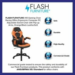 Brand new 🌟 Office Chairs Flash Furniture X10 Ergonomic Leather Swivel Computer And Desk Chair, Black With Orange Inserts (CH-00095-OR-GG) 😉 -Office Chairs Online store unnamed file 2067