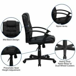 Best Sale 👍 Executive/Managerial Chairs Flash Furniture LeatherSoft Task Chair, Black (GO-937M-BK-LEA-GG) ⌛ -Office Chairs Online store unnamed file 2165