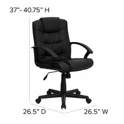 Best Sale 👍 Executive/Managerial Chairs Flash Furniture LeatherSoft Task Chair, Black (GO-937M-BK-LEA-GG) ⌛ -Office Chairs Online store unnamed file 2166