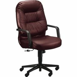 Outlet ⭐ Executive/Managerial Chairs HON Pillow-Soft 2090 Executive/Office Chair, Leather, Burgundy, Seat: 22"W X 18 1/2"D, Back: 22"W X 25"H 🤩