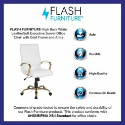 Flash Sale 💯 Office Chairs Flash Furniture Ergonomic Faux Leather Swivel Executive Chair, White (GO-2286H-WH-GLD-GG) ⭐ -Office Chairs Online store unnamed file 2325