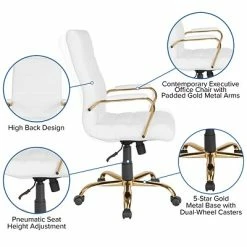 Flash Sale 💯 Office Chairs Flash Furniture Ergonomic Faux Leather Swivel Executive Chair, White (GO-2286H-WH-GLD-GG) ⭐ -Office Chairs Online store unnamed file 2327