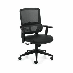 Promo 😉 Global Executive/Managerial Chairs Offices To Go™ High-Back Mesh/Luxhide Managers Chair, Black, Adjustable Arms (OTG12110B) 🔥