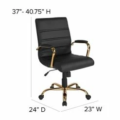 Deals 🎁 Office Chairs Flash Furniture Ergonomic Faux Leather Swivel Executive Chair, Black (GO-2286M-BK-GLD-GG) 🎁 -Office Chairs Online store unnamed file 2339