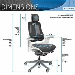 Budget 👍 Office Chairs Techni Mobili Lux Ergonomic Mesh Swivel Executive Chair, Gray/Black (RTA-1818C-GRY) ✔️ -Office Chairs Online store unnamed file 2357