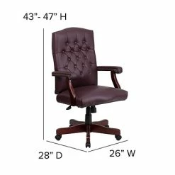 Outlet 😀 Executive/Managerial Chairs Flash Furniture Martha Washington High Back Leather Executive Swivel Chairs (801LLF19BYLEA) 🧨 -Office Chairs Online store unnamed file 2419