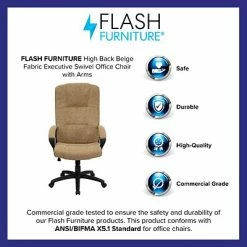 Outlet ❤️ Executive/Managerial Chairs Flash Furniture High Back Fabric Executive Office Chairs (BT9022BGE) 🎉 -Office Chairs Online store unnamed file 242