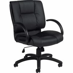 Hot Sale 😀 Global Executive/Managerial Chairs Offices To Go® Luxhide® Executive Mid-Back Chair, Bonded Leather, Blk, Seat: 21"x18", Back: 21"x22" ✨