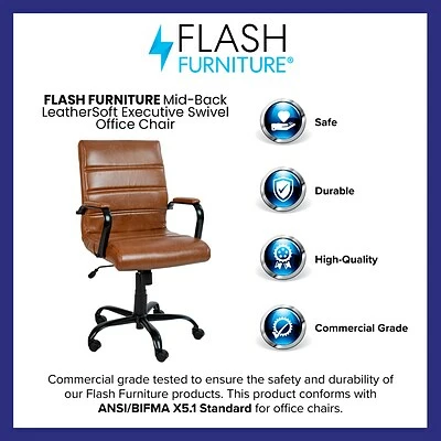 Wholesale ๐ Office Chairs Flash Furniture Ergonomic LeatherSoft Swivel Mid-Back Executive Office Chair, Brown (GO2286MBRBK) โ 6 Wholesale ๐ Office Chairs Flash Furniture Ergonomic LeatherSoft Swivel Mid-Back Executive Office Chair, Brown (GO2286MBRBK) โ - Image 4