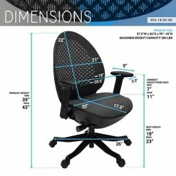 New 🌟 Office Chairs Techni Mobili Deco Lux Ergonomic Mesh Swivel Executive Chair, Black (RTA-1819C-BK) 😀 -Office Chairs Online store unnamed file 2535