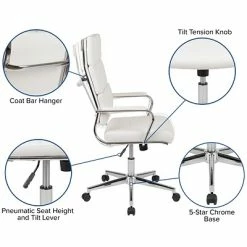 Brand new 🔔 Office Chairs Flash Furniture LeatherSoft Swivel High Back Panel Executive Office Chair, White (BT20595H2WH) 🛒 -Office Chairs Online store unnamed file 264