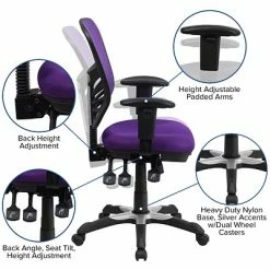 Best deal 🎁 Executive/Managerial Chairs Flash Furniture Mesh Executive Chair, Purple (HL0001PUR) 🌟 -Office Chairs Online store unnamed file 2650
