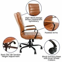 Cheapest 🛒 Executive/Managerial Chairs Flash Furniture Ergonomic LeatherSoft Swivel Executive High Back Chair, Brown (GO2286HBRBK) 🌟 -Office Chairs Online store unnamed file 2668