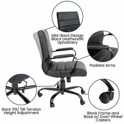 Best Sale 🔥 Executive/Managerial Chairs Flash Furniture Ergonomic LeatherSoft Swivel Executive Mid-Back Chair, Black (GO2286MBKBK) ⭐ -Office Chairs Online store unnamed file 2742