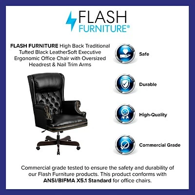 Discount ๐ฏ Executive/Managerial Chairs Flash Furniture Leathersoft Traditional Executive Chair, Black (CIJ600BK) ๐ 5 Discount ๐ฏ Executive/Managerial Chairs Flash Furniture Leathersoft Traditional Executive Chair, Black (CIJ600BK) ๐ - Image 3
