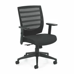Promo 🎁 Global Executive/Managerial Chairs Offices To Go™ Mid-Back Mesh Fabric Management Chair, Black, Adjustable Arms (OTG11921B) 😍