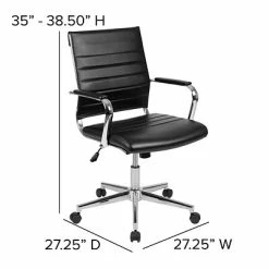 Deals 💯 Office Chairs Flash Furniture LeatherSoft Swivel Mid-Back Ribbed Executive Office Chair, Black (BT20595M1BK) 😀 -Office Chairs Online store unnamed file 281