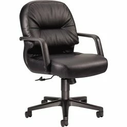 Outlet 🛒 Executive/Managerial Chairs HON® 2090 Series Leather Executive Mid-Back Chair, Black 🔔