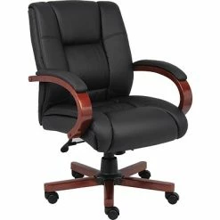Brand new 👏 Executive/Managerial Chairs Boss Mid Back Executive Wood Finished Chair, Black/Cherry (B8996-C) ⌛