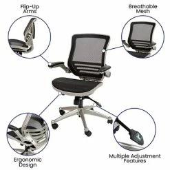 Deals 🤩 Executive/Managerial Chairs Flash Furniture Ergonomic Mesh Swivel Executive Mid-Back Chair, Black (BL8801XBKGR) 👍 -Office Chairs Online store unnamed file 2923