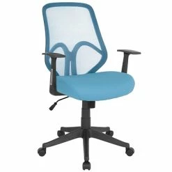 Best Sale ✔️ Office Chairs Flash Furniture Salerno Series Ergonomic Mesh Swivel High Back Office Chair, Light Blue (GOWY193AALTBL) 💯