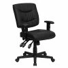 Outlet 😍 Task Chairs Flash Furniture Mid Back Leather Task Chair With Height Adjustable Arms, Black (GO1574BKA) 🔥
