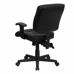 Outlet 😍 Task Chairs Flash Furniture Mid Back Leather Task Chair With Height Adjustable Arms, Black (GO1574BKA) 🔥 -Office Chairs Online store unnamed file 3033