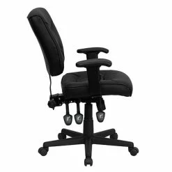 Outlet 😍 Task Chairs Flash Furniture Mid Back Leather Task Chair With Height Adjustable Arms, Black (GO1574BKA) 🔥 -Office Chairs Online store unnamed file 3034