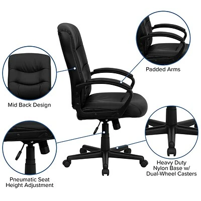 Discount ๐ Executive/Managerial Chairs Flash Furniture Faux Leather Task Chair, Black (GO9771BKLEA) ๐ 8 Discount ๐ Executive/Managerial Chairs Flash Furniture Faux Leather Task Chair, Black (GO9771BKLEA) ๐ - Image 6