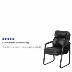 Flash Sale 🥰 Executive/Managerial Chairs Flash Furniture Leather Mid Back Executive Side Chair With Sled Base, Black 🎁 -Office Chairs Online store unnamed file 3059