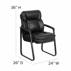 Flash Sale 🥰 Executive/Managerial Chairs Flash Furniture Leather Mid Back Executive Side Chair With Sled Base, Black 🎁 -Office Chairs Online store unnamed file 3061