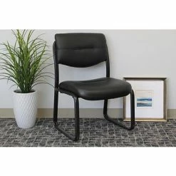 Buy 💯 Executive/Managerial Chairs Boss Leather Sled Base Side Chair With Arms, Black (9519) 😀 -Office Chairs Online store unnamed file 3069