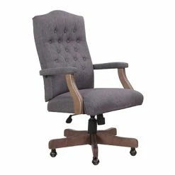 Best Sale 👏 Executive/Managerial Chairs Boss Executive Commercial Grade Linen Chair With Driftwood Finish Frame, Slate Grey (B905DW-G) 😍