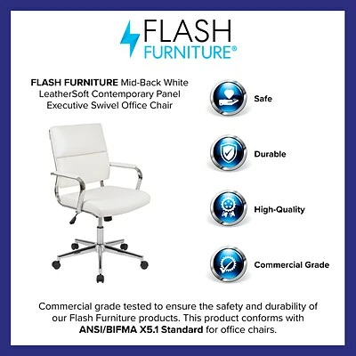 Cheapest ๐ Office Chairs Flash Furniture LeatherSoft Swivel Mid-Back Panel Executive Office Chair, White (BT20595M2WH) ๐ฅ 6 Cheapest ๐ Office Chairs Flash Furniture LeatherSoft Swivel Mid-Back Panel Executive Office Chair, White (BT20595M2WH) ๐ฅ - Image 4