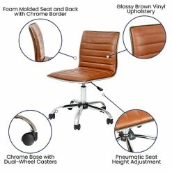 Cheap ✨ Executive/Managerial Chairs Flash Furniture Low Back Armless Ribbed Swivel Task Chair, Brown (DS512BBR) 🛒 -Office Chairs Online store unnamed file 3113
