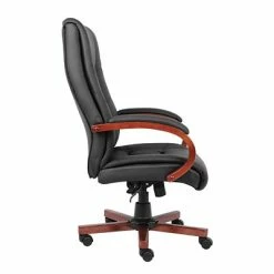 Buy ✨ Executive/Managerial Chairs Boss High Back Executive Wood Finished Chair, Black/Cherry (B8991-C) ✨ -Office Chairs Online store unnamed file 3119