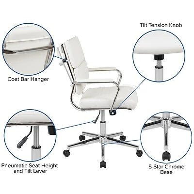 Cheapest ๐ Office Chairs Flash Furniture LeatherSoft Swivel Mid-Back Panel Executive Office Chair, White (BT20595M2WH) ๐ฅ 8 Cheapest ๐ Office Chairs Flash Furniture LeatherSoft Swivel Mid-Back Panel Executive Office Chair, White (BT20595M2WH) ๐ฅ - Image 6