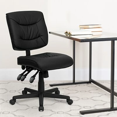 Cheapest โญ Task Chairs Flash Furniture Mid Back Leather Multi-Functional Task Chair, Black ๐ 4 Cheapest โญ Task Chairs Flash Furniture Mid Back Leather Multi-Functional Task Chair, Black ๐ - Image 2