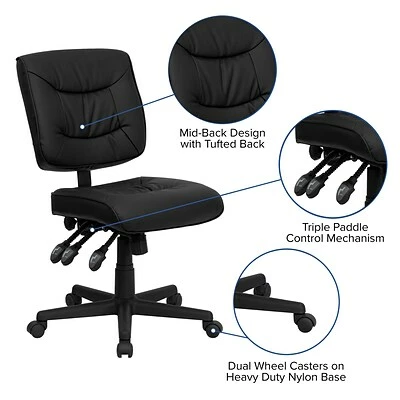 Cheapest โญ Task Chairs Flash Furniture Mid Back Leather Multi-Functional Task Chair, Black ๐ 7 Cheapest โญ Task Chairs Flash Furniture Mid Back Leather Multi-Functional Task Chair, Black ๐ - Image 5