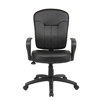 Promo ๐ Task Chairs Boss Leather Task Chair With Loop Arms, Black (B1562) ๐ 4 Promo ๐ Task Chairs Boss Leather Task Chair With Loop Arms, Black (B1562) ๐ - Image 2