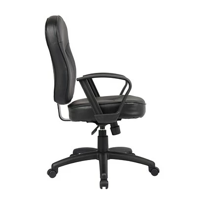 Promo ๐ Task Chairs Boss Leather Task Chair With Loop Arms, Black (B1562) ๐ 6 Promo ๐ Task Chairs Boss Leather Task Chair With Loop Arms, Black (B1562) ๐ - Image 4