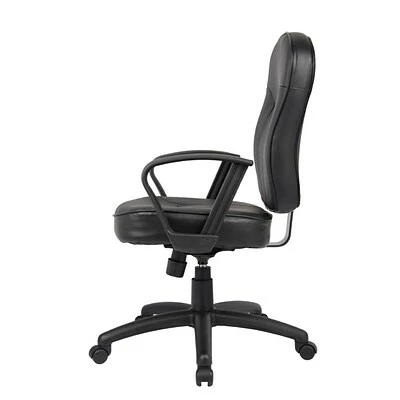 Promo ๐ Task Chairs Boss Leather Task Chair With Loop Arms, Black (B1562) ๐ 7 Promo ๐ Task Chairs Boss Leather Task Chair With Loop Arms, Black (B1562) ๐ - Image 5