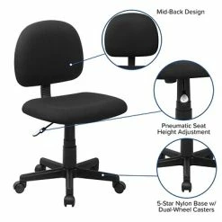 Best Pirce 🔥 Flash Furniture 31" - 37 1/2" Fabric Ergonomic Task Chairs (BT660BLK) 🎉 -Office Chairs Online store unnamed file 3172