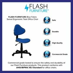 Flash Sale 🤩 Flash Furniture Fabric Ergonomic Task Chairs With Chrome Metal Band Accent (BT699BLUE) 🎁 -Office Chairs Online store unnamed file 3212