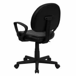 Budget 🛒 Task Chairs Flash Furniture Mid Back Leather Ergonomic Task Chair With Arms, Black (BT688BKA) 🔔 -Office Chairs Online store unnamed file 3224