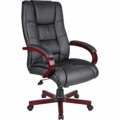 Best reviews of 😉 Executive/Managerial Chairs Boss High Back Executive Wood Finished Chair, Black/Mahogany (B8991-M) 🔥